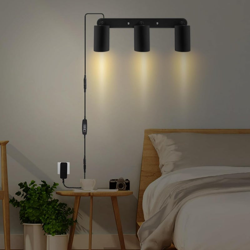 Taysing Plug in Track Lighting Track Light Fixtures with Power Cord Wall Spotlight Flexibly Rotatable Heads Plug in Ceiling Lights for Kitchen Cabinet Gallery Bar Living Room 15W 3000K(Black, 3 Heads) - Image 2